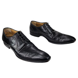 Vtg Antonio Maurizi Mens Shoe US 10 EU 43 Black Leather Made Italy Narrow Square
